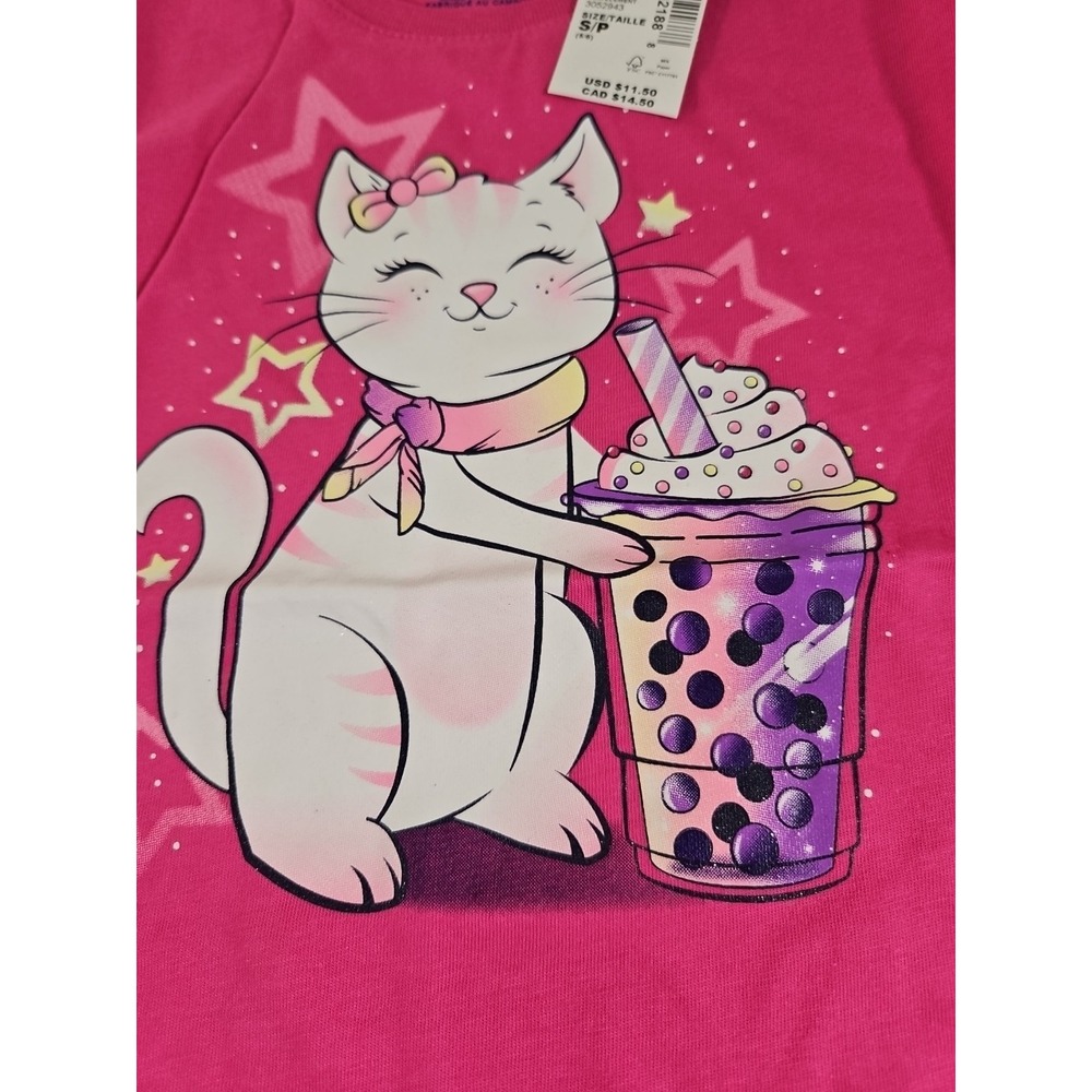 Girl Childrens Place T-Shirt Size 5 T S/P Kittien Cute Pink New W Tags